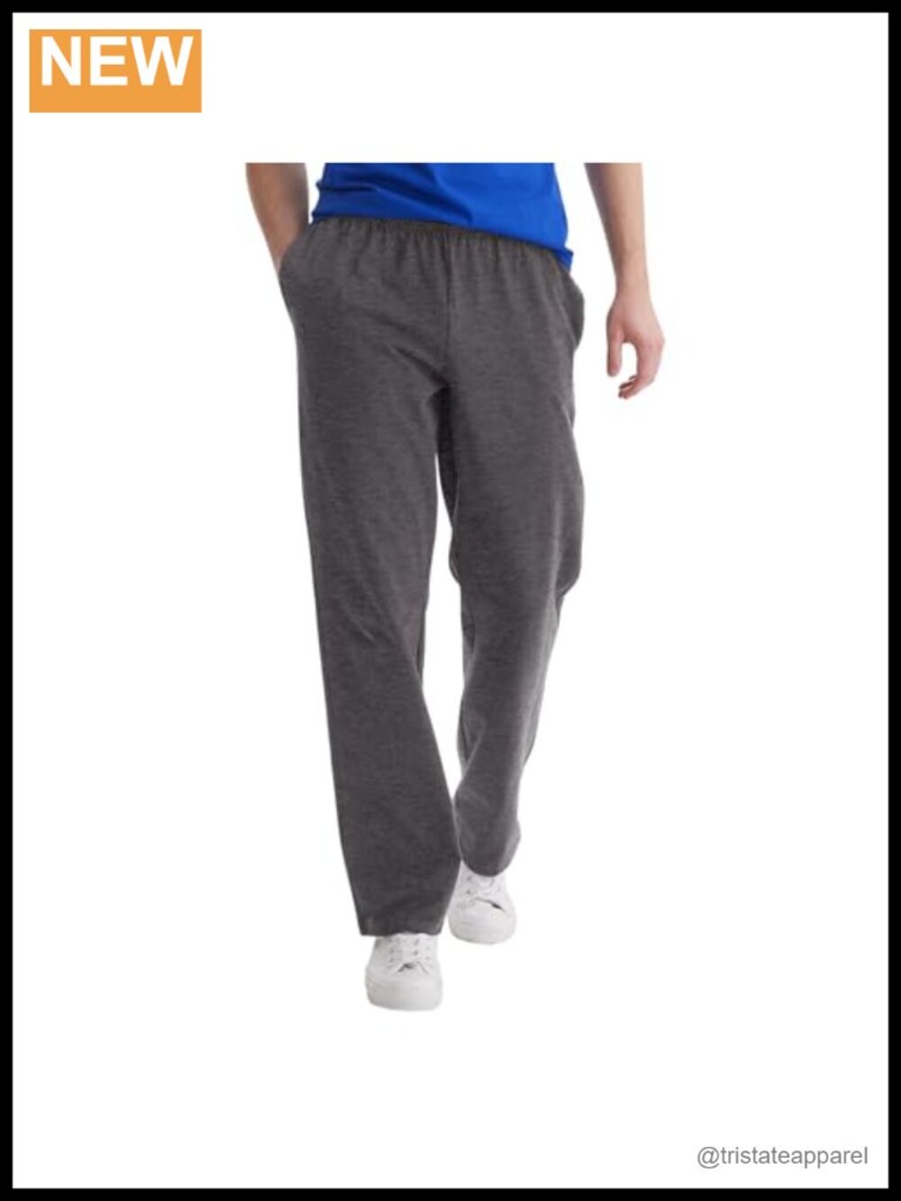 Midweight Cotton Jersey Sweatpants 3-Pack Lounge Pants Open Bottom Pockets